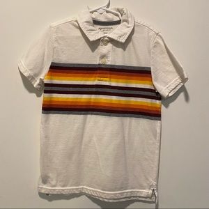 Arizona Jean Company Boys Size 7 XL Short Sleeve Polo Shirt, Cream & Stripes